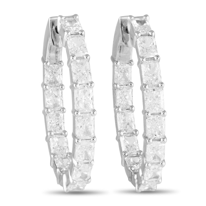 LB Exclusive 18K White Gold 5.10ct Diamond Radiant Cut Inside-Out Hoop Earrings AER-19141