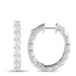 LB Exclusive 18K White Gold 5.10ct Diamond Radiant Cut Inside-Out Hoop Earrings AER-19141