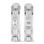 LB Exclusive 18K White Gold 2.55ct Diamond Emerald-Cut C-Hoop Earrings AER-19098