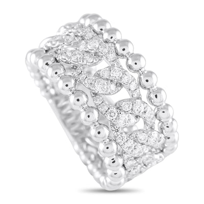LB Exclusive 18K White Gold 0.80ct Diamond Beaded Openwork Ring ALR-19725