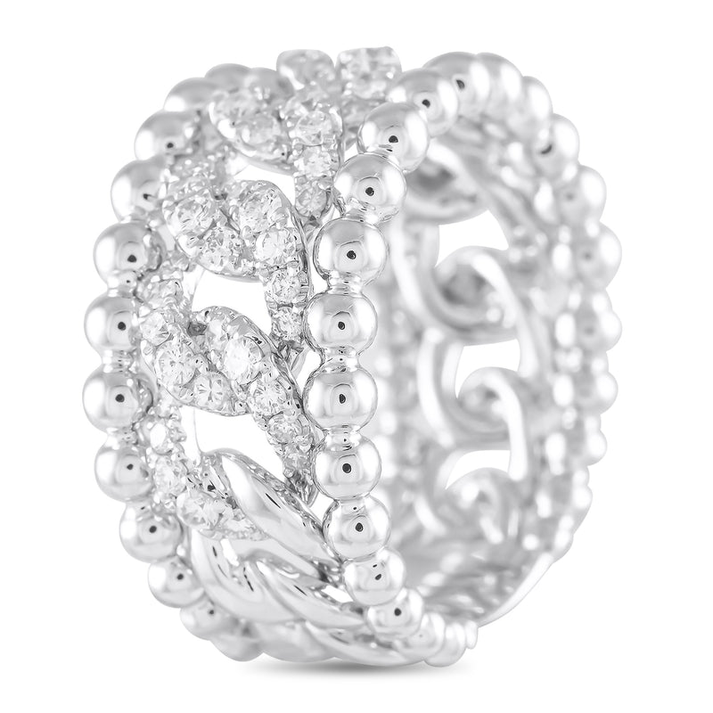 LB Exclusive 18K White Gold 0.80ct Diamond Beaded Openwork Ring ALR-19725