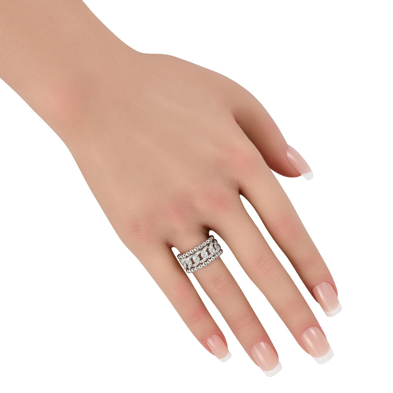 LB Exclusive 18K White Gold 0.80ct Diamond Beaded Openwork Ring ALR-19725