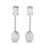 LB Exclusive 18K White Gold 2.50ct Oval Diamond Dangle Earrings AERR-19331