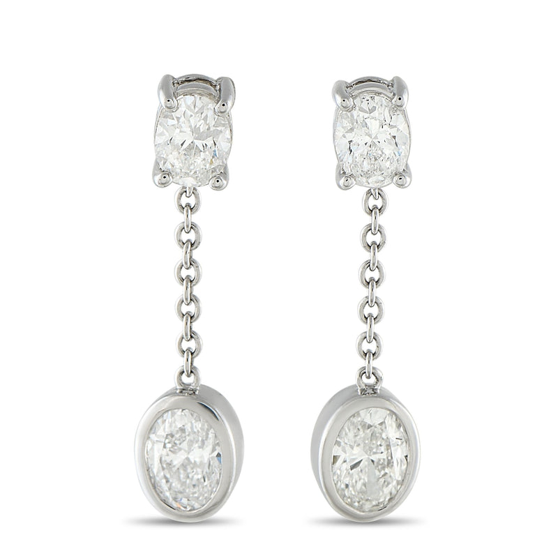 LB Exclusive 18K White Gold 2.50ct Oval Diamond Dangle Earrings AERR-19331
