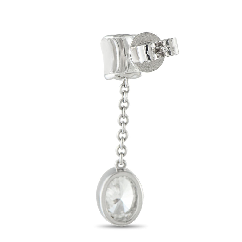 LB Exclusive 18K White Gold 2.50ct Oval Diamond Dangle Earrings AERR-19331