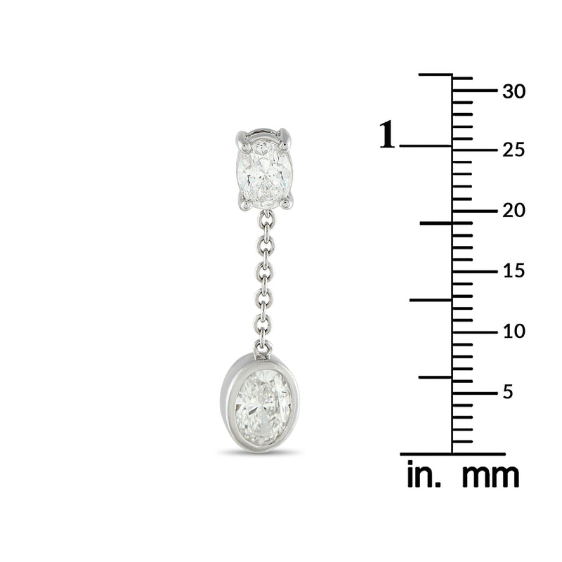 LB Exclusive 18K White Gold 2.50ct Oval Diamond Dangle Earrings AERR-19331
