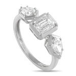 LB Exclusive 18K White Gold 1.76ct Diamond Geometric Three-Stone Ring ALR-19794-1
