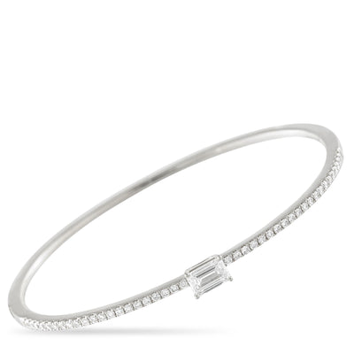 LB Exclusive 18K White Gold 1.30ct Diamond Bangle Bracelet ALB-20517