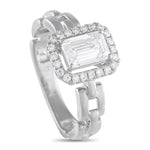 LB Exclusive 18K White Gold 1.25ct Diamond Square Link Ring ALR-20068