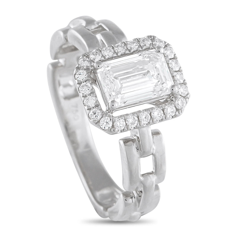LB Exclusive 18K White Gold 1.25ct Diamond Square Link Ring ALR-20068