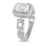 LB Exclusive 18K White Gold 1.25ct Diamond Square Link Ring ALR-20068