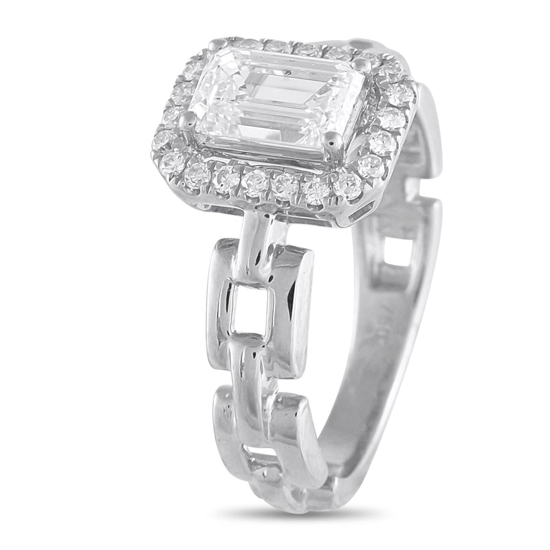 LB Exclusive 18K White Gold 1.25ct Diamond Square Link Ring ALR-20068