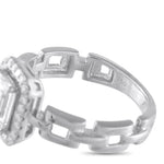 LB Exclusive 18K White Gold 1.25ct Diamond Square Link Ring ALR-20068