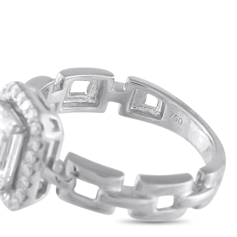 LB Exclusive 18K White Gold 1.25ct Diamond Square Link Ring ALR-20068