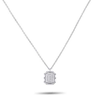 LB Exclusive 18K White Gold 0.62ct Diamond Pendant Necklace ANK-19783