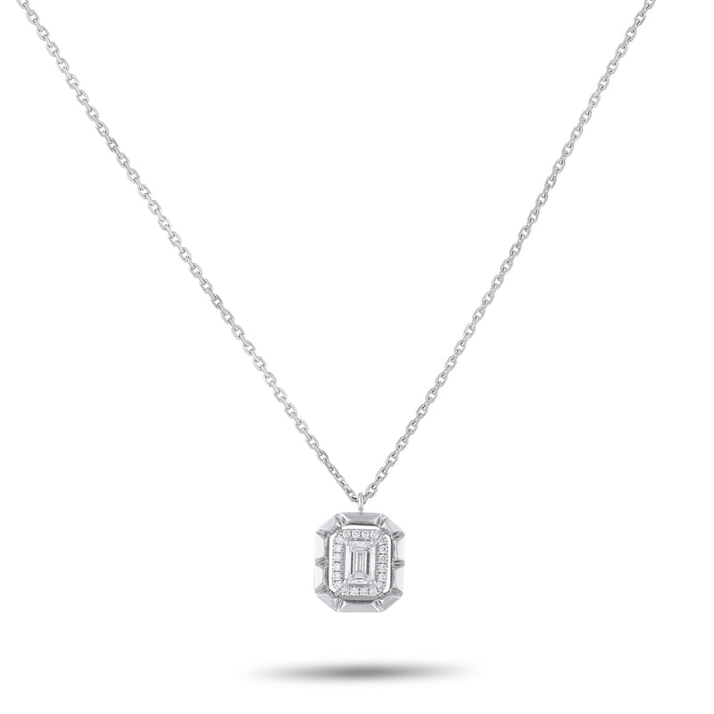 LB Exclusive 18K White Gold 0.62ct Diamond Pendant Necklace ANK-19783