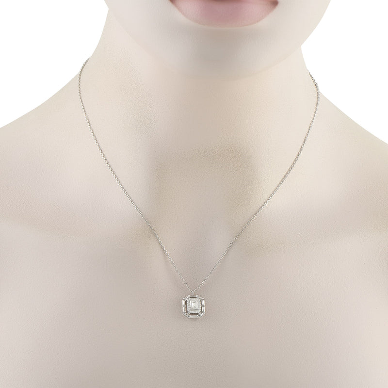 LB Exclusive 18K White Gold 0.62ct Diamond Pendant Necklace ANK-19783