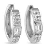 LB Exclusive 18K White Gold 1.60ct Diamond Huggie Hoop Earrings AER-20558