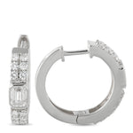 LB Exclusive 18K White Gold 1.60ct Diamond Huggie Hoop Earrings AER-20558