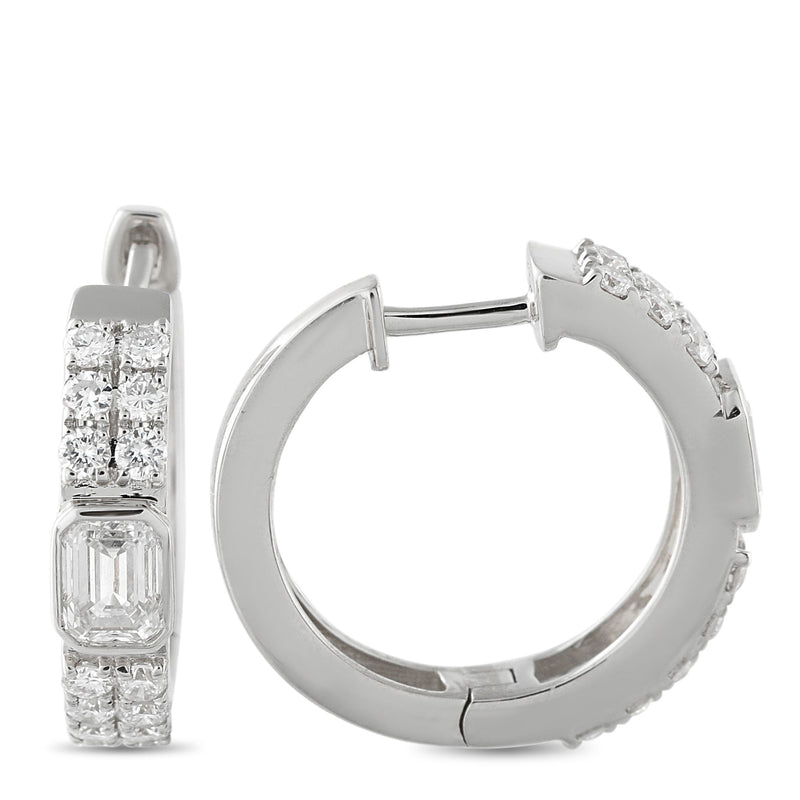 LB Exclusive 18K White Gold 1.60ct Diamond Huggie Hoop Earrings AER-20558