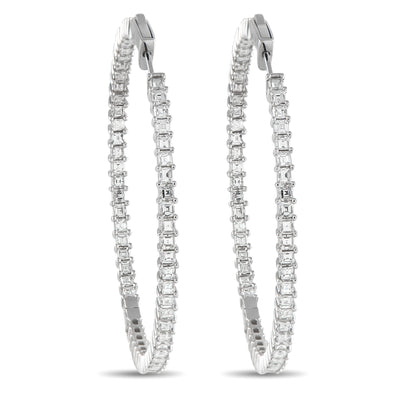 LB Exclusive 18K White Gold 4.40ct Diamond Inside-Out Hoop Earrings AER-13964-70