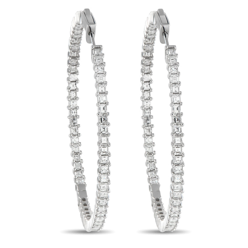 LB Exclusive 18K White Gold 4.40ct Diamond Inside-Out Hoop Earrings AER-13964-70