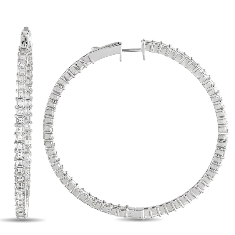 LB Exclusive 18K White Gold 4.40ct Diamond Inside-Out Hoop Earrings AER-13964-70