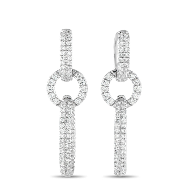 LB Exclusive 18K White Gold 3.85ct Diamond Dangle Earrings AER-19958