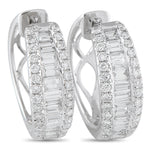 LB Exclusive 18K White Gold 1.65ct Diamond Hoop Earrings AER-20566