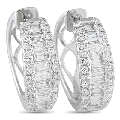 LB Exclusive 18K White Gold 1.65ct Diamond Hoop Earrings AER-20566