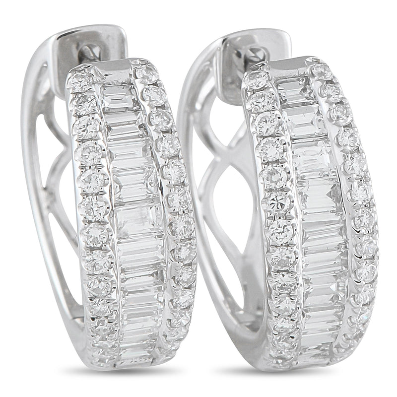 LB Exclusive 18K White Gold 1.65ct Diamond Hoop Earrings AER-20566