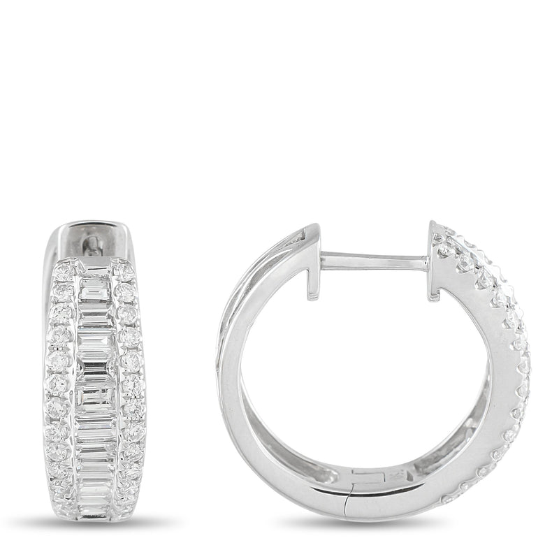 LB Exclusive 18K White Gold 1.65ct Diamond Hoop Earrings AER-20566