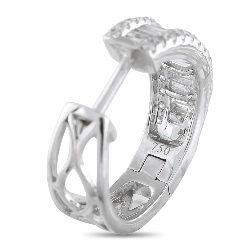 LB Exclusive 18K White Gold 1.65ct Diamond Hoop Earrings AER-20566
