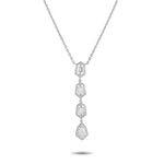 LB Exclusive 18K White Gold 1.25ct Diamond Geometric Drop Necklace ANK-19829