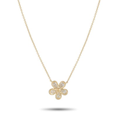 LB Exclusive 18K Yellow Gold 0.75ct Diamond Flower Necklace ANK-19121-1-Y