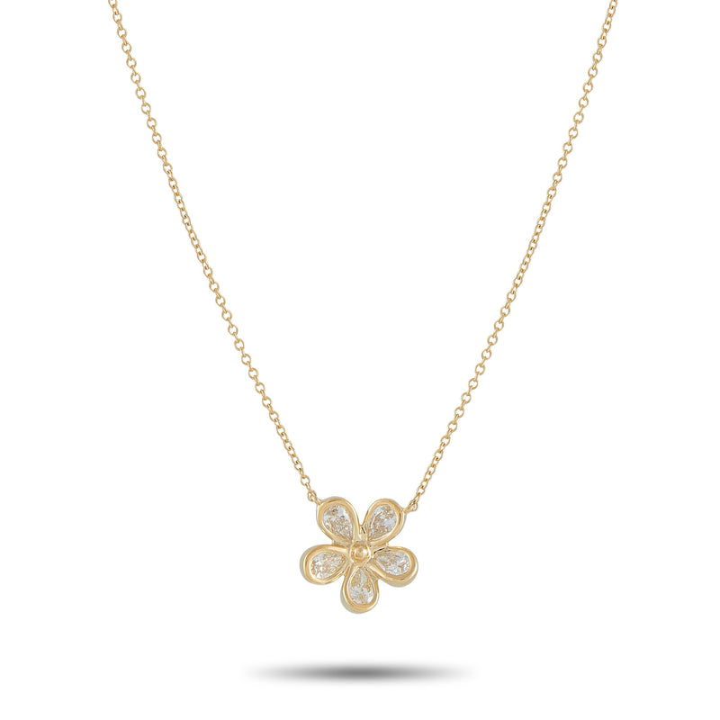 LB Exclusive 18K Yellow Gold 0.75ct Diamond Flower Necklace ANK-19121-1-Y