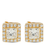 LB Exclusive 18K Yellow Gold 1.37ct Diamond Square Stud Earrings AER-19363-Y