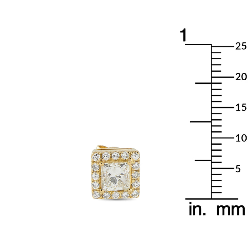 LB Exclusive 18K Yellow Gold 1.37ct Diamond Square Stud Earrings AER-19363-Y