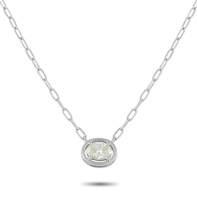 LB Exclusive 18K White Gold 0.93ct Diamond Solitaire Necklace ANK-20535