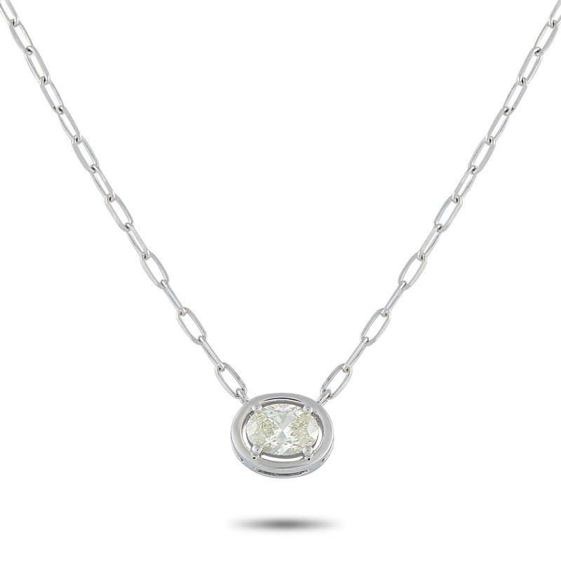 LB Exclusive 18K White Gold 0.93ct Diamond Solitaire Necklace ANK-20535