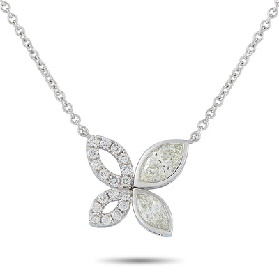LB Exclusive 18K White Gold 1.62ct Diamond Butterfly Necklace ANK-20491