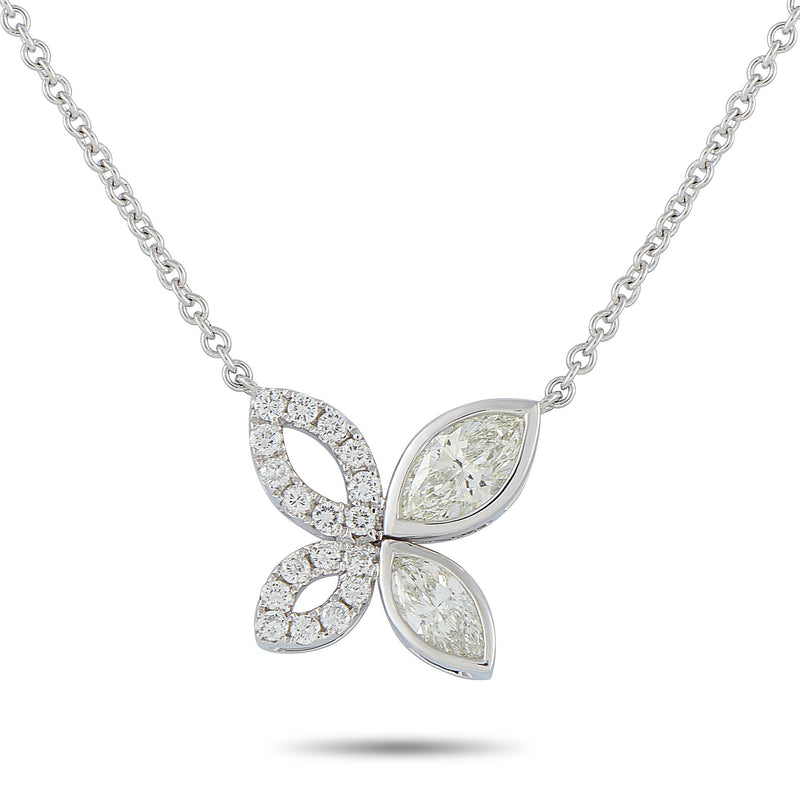 LB Exclusive 18K White Gold 1.62ct Diamond Butterfly Necklace ANK-20491