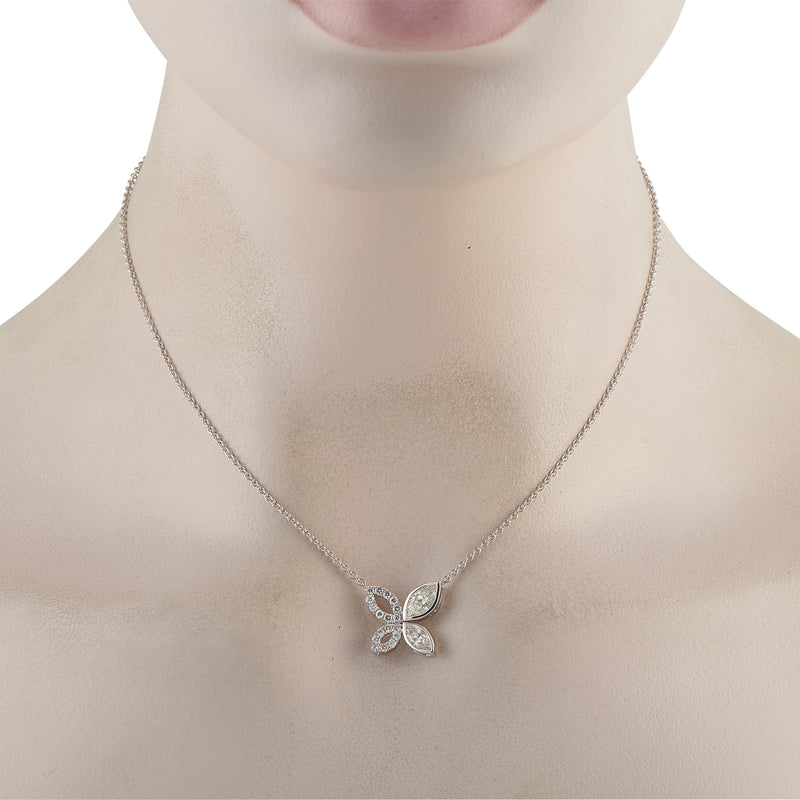 LB Exclusive 18K White Gold 1.62ct Diamond Butterfly Necklace ANK-20491