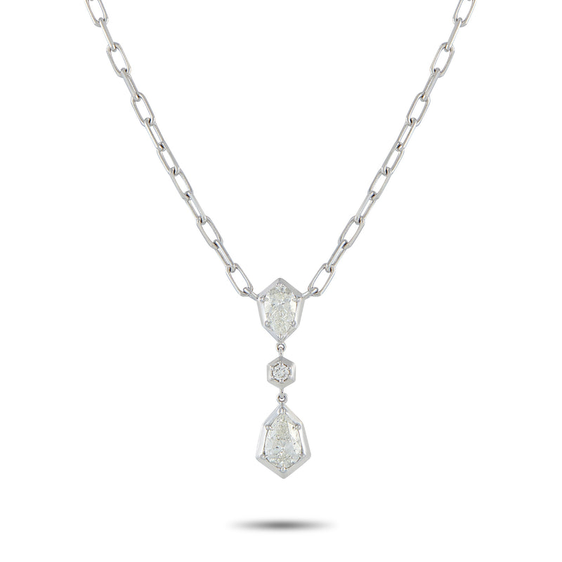 LB Exclusive 18K White Gold 1.32 ct Diamond Necklace  ANK-20016