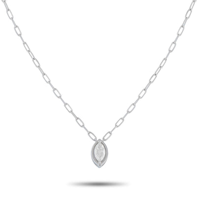 LB Exclusive 18K White Gold 0.50ct Diamond Pendant Necklace ANK-20512