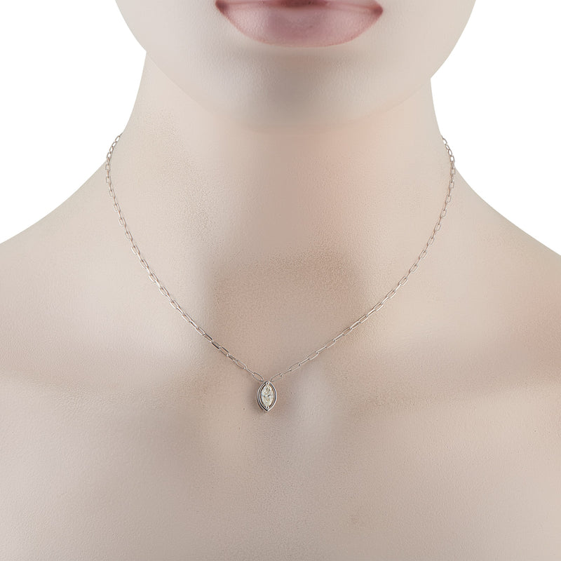 LB Exclusive 18K White Gold 0.50ct Diamond Pendant Necklace ANK-20512