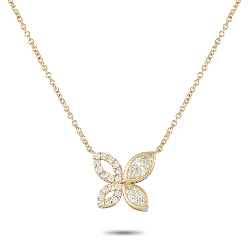 LB Exclusive 18K Yellow Gold 1.62ct Diamond Butterfly Necklace  ANK-20491-Y