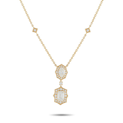 LB Exclusive 18K Yellow Gold 2.76ct Diamond Geometric Necklace ANK-20061-Y