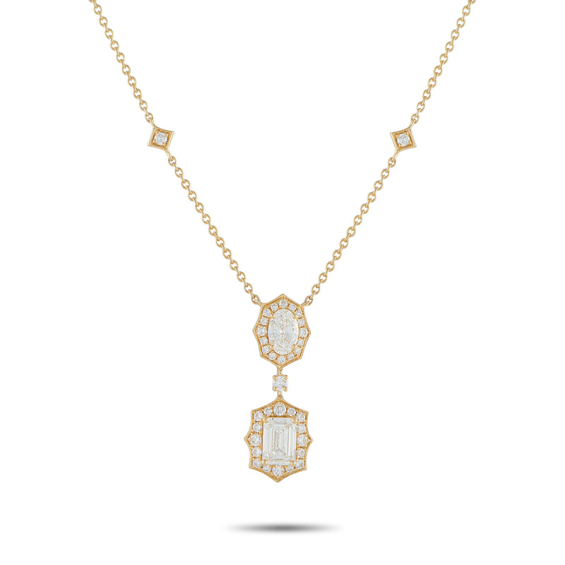 LB Exclusive 18K Yellow Gold 2.76ct Diamond Geometric Necklace ANK-20061-Y