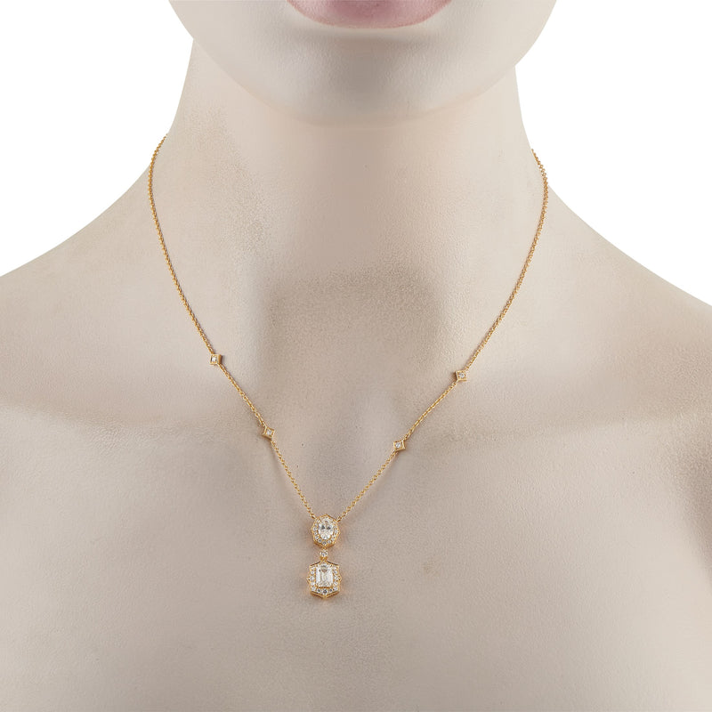 LB Exclusive 18K Yellow Gold 2.76ct Diamond Geometric Necklace ANK-20061-Y